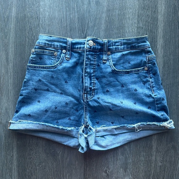 Madewell High Rise Heart Print Denim Shorts ✧ Size 27 - Picture 2 of 7